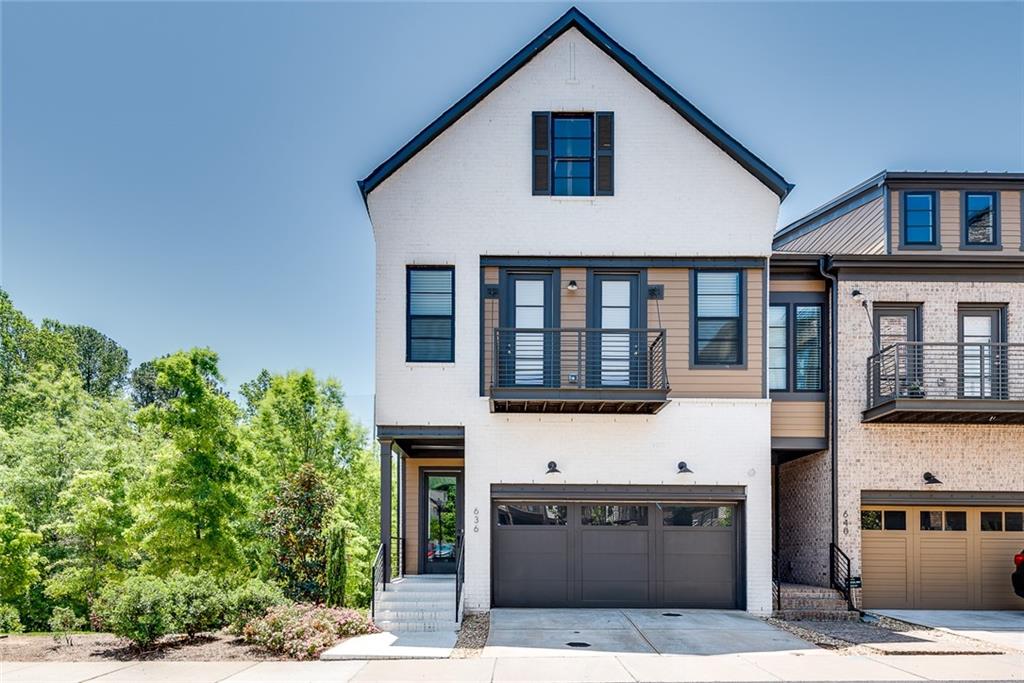 BEAUTIFUL & SPACIOUS luxury townhome in GATED community off Westside Parkway in Alpharetta! Stunning END UNIT, ELEVATOR, hardwood floors, NO CARPET, upscale appliances, QUARTZ countertops, exquisite finishes! So many windows make it light and bright. Family room features gas fireplace with built-ins. Upper bedrooms with BALCONY. Large primary suite with separate SOAKING TUB and great closet space! Huge COVERED DECK off fireside family room. FINISHED TERRACE LEVEL with full bath, bedroom, media or family room. Private rear fenced patio. Lots of STORAGE! CLOSE TO AVALON, DOWNTOWN ALPHARETTA, AND ALPHA LOOP! Ameris Amphitheatre, Top Golf, GA400 nearby. Credit score of 700+ and monthly income 3X monthly rent required. Must have clean credit. Non-smokers only. Damage deposit is $10K and due at lease signing. Available August 1, 2025. Home is tenant-occupied; please give 24 hours' notice for showing requests. Thank you. (Note that there is no carpet in this unit, as shown in the original photos. Carpet was replaced with luxury plank flooring in 2024).