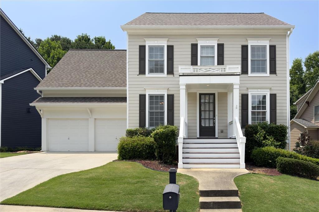 Welcome to this beautiful 4 bed, 3.5 bath home in the much sought after River Green Subdivision! Just a short walk to resort style amenities and access to
walking trails. When you first enter the home, you are met with an office, separate dining room, and open concept kitchen with sun filled breakfast area. Kitchen has a breakfast bar as well & lots of countertop space. Living room showcases custom built in bookcases & gas log fireplace. Master suite upstairs with his and hers closets, bonus storage room and large master bath. 3 additional bedrooms upstairs, additional bath and laundry room. Basement has a full finished bathroom, with unfinished living space ready for your customization. Separate exterior entry from basement to private backyard. Spacious back deck overlooks wooded green space offering lots of privacy, & great for entertaining. Large 2 car garage offers main level parking & plenty of storage. This great home is a must see on a quiet street. Enjoy all of the amenities River Green has to offer including multiple pools, splash zone, water slides, tennis courts, playground and park areas.