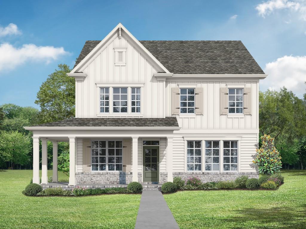 The Filmore Plan built by Walker Anderson Homes is a Beautiful Basement Home with a Wrap-Around Front Porch and Rear Facing Garage in the Charming Hemingway Community in Downtown Flowery Branch. The home is within walking distance to the Shops, Restaurants, Events, and Attractions in Downtown Flowery Branch and also the Lake Lanier Marinas, and Recreational Offerings. The Home features a Luxurious Brick with Board & Batten Exterior and Expansive 9-Foot Ceilings on both the Main and Upper Levels. When you enter through the front door from the Wrap-Around and Covered Front Porch, you are greeted by a Gorgeous Family Room flooded with Natural Light. The Kitchen is open to the Family Room & Breakfast Room, has Painted Cabinets with Soft-Close Cabinet Doors & Drawers and includes a 36" Gas Cooktop with Cabinet Vent Hood, Wall Oven, Wall Microwave, all complimented by a Large Island. There is an Office on the main level and there is also a guest suite on the main level with full bathroom. The Primary Bedroom Suite Upstairs is Spacious and complete with a Tray Ceiling. It features a very His & Hers Closets, Double Vanity, and a Large Shower with Separate Soaking Tub. A Super Shower Option is also available. There are Two Additional Bedrooms Upstairs with another Full Bath plus a Loft/Kids Den. There is an unfinished basement below which is setup and stubbed for a future Bedroom and Full Bath and plenty of space for Storage and a future Theater Room. Home is under construction with a projected completion in January/February 2026. Ask about our UP TO $30K Incentive (dependent per homesite) with use of preferred lender.