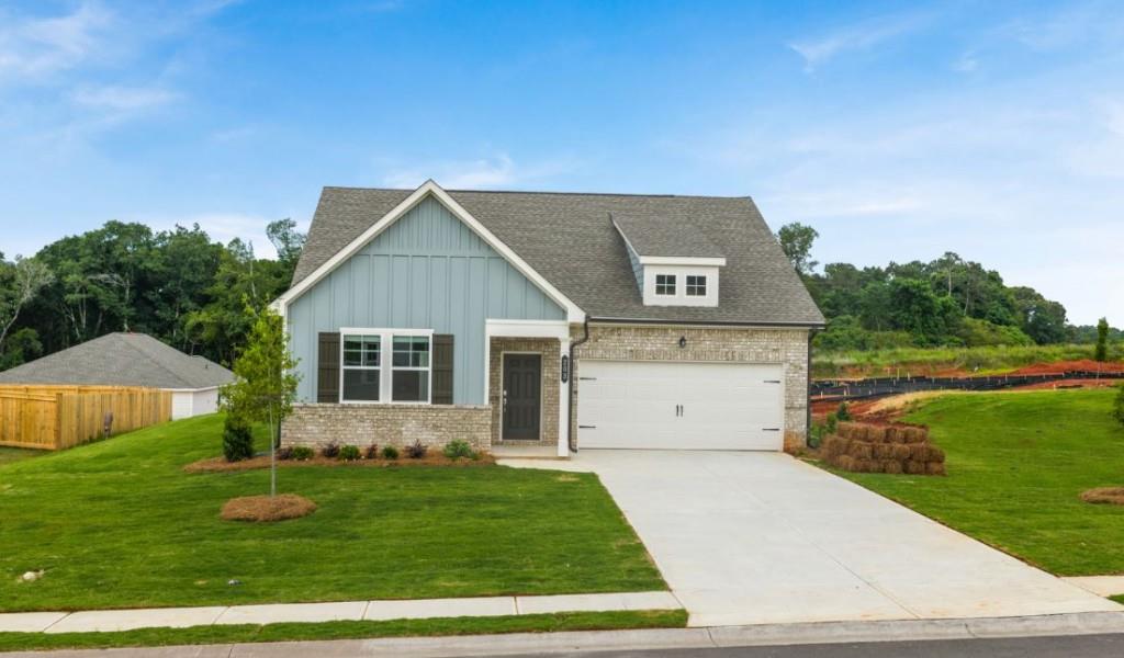 cThis new home is laid out on a convenient single-story floorplan to promote ease of living. Down the foyer is the spacious family room ideal for relaxation and entertainment, which connects to a fully equipped kitchen, intimate dining area and an attached patio. In a quiet corner is the generously sized owner's suite, complemented by an adjoining bathroom and walk-in closet. On the opposite end of the layout are two versatile bedrooms framing a convenient full-sized bathroom. Prices, dimensions and features may vary and are subject to change. Photos are for illustrative purposes only.