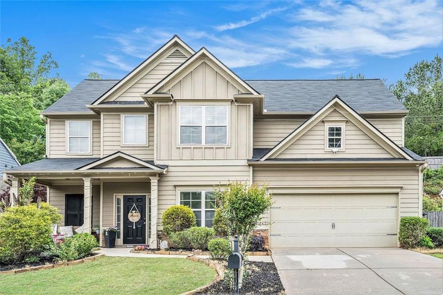 SELLER WILL PROVIDE A HOME WARRANTY WITH 2-10 Home Buyers Warranty Company.
Your Dream Home in Woodstock Awaits! Welcome to this charming Craftsman-style home nestled on a quiet cul-de-sac just minutes from vibrant Downtown Woodstock. This beautifully maintained 5-bedroom, 3-full-bathroom residence offers the perfect blend of comfort, functionality, and elegance—ideal for families and entertainers alike. 1. Versatile main-level bedroom or flex space – perfect for a guest suite, office, or playroom. 2. Gourmet kitchen featuring a large island with a built-in sink and dishwasher, breakfast area, gas range, and open-concept flow into the fireside family room. 3. Stylish upgrades throughout: hardwood floors on the main level, a formal dining room with crown molding and picture frame detailing. 4. Spacious upper-level layout with a primary suite and a secondary bedroom with direct access to a full bathroom. 5. Two-car garage with built-in shelving and pegboard for organized storage. 6. Professionally landscaped backyard with an expansive covered patio—perfect for outdoor dining and entertaining year-round. Enjoy the best of both worlds: the peace and privacy of a tucked-away neighborhood, just minutes from Woodstock’s restaurants, shops, parks, and entertainment. Prime location + thoughtful layout + timeless finishes = your perfect forever home. Schedule your private tour today—this gem won’t last long!