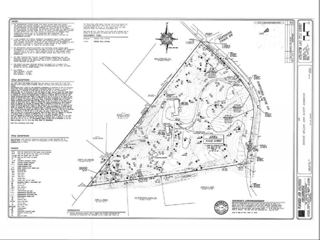 Incredible 9+ acre estate property located in the highly sought after Tuxedo/Chastain Park neighborhood. Rolling topography and the natural beauty of the landscape create the perfect setting for the potential of 8 fabulous homesites, or a very special single family homesite . This property is zoned R2. This is a fantastic opportunity  for someone to own, and develop a truly amazing Buckhead property.