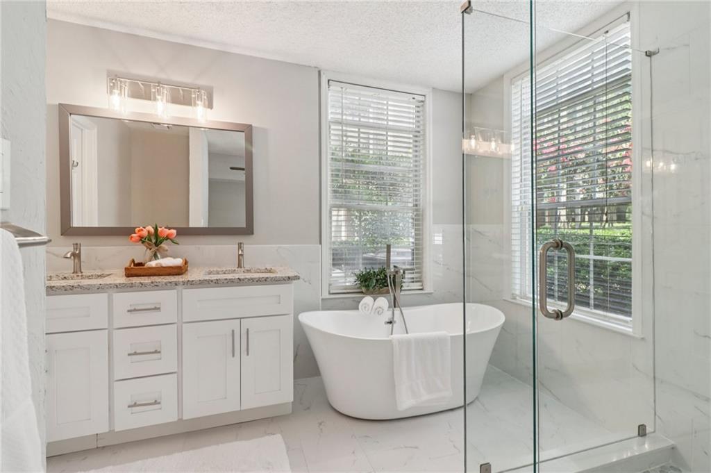 Upgrade Galore !!! Spent over $25,000 for New Kitchen & New Master Bath & Hallway Bath. Location !! Location !! Location !! All you have to do is to buy & move ! 2 bed 2 bath, true roommate floor plan. Sits on corner unit with lots of windows.
