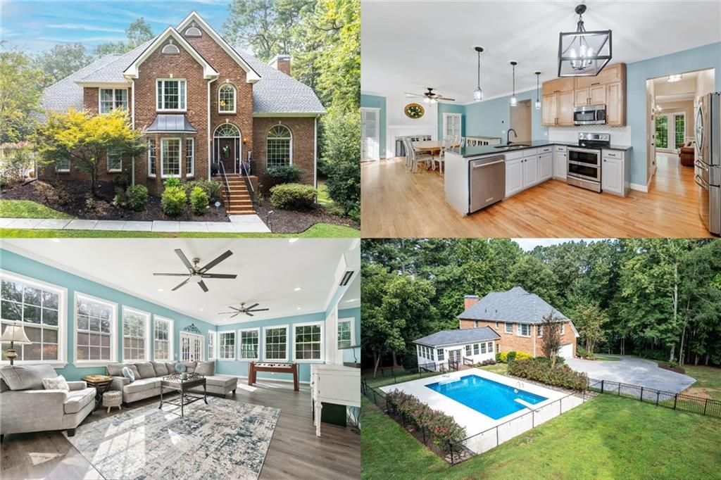 Welcome to this stunning all-brick 4,000 sq. ft. estate, gracefully perched on a rare 1.7-acre elevated lot in the highly desirable Saddlebrook subdivision. One of only three homes set back from the access road, this residence offers unparalleled privacy while being completely move-in ready. From the moment you arrive, a long driveway framed by mature oaks, a Japanese maple, and ornamental trees sets the tone for the serene retreat that awaits. Timed outdoor lighting enhances the beauty both day and night, creating an enchanting ambiance around the property. Inside, soaring ceilings and oversized windows flood the home with natural light, perfectly complementing the solid wood floors, high-end finishes, and thoughtfully designed spaces. The chef’s kitchen and inviting family room are ideal for gathering, while the formal dining room and expansive seating areas provide flexibility for entertaining. With five bedrooms, three and a half baths, and a versatile bonus room, there’s space for every lifestyle. The luxurious primary suite is a true sanctuary, featuring two walk-in closets, a cozy sitting area, and a spa-inspired ensuite bath. Downstairs, the finished daylight basement opens endless possibilities with its own private entrance, full kitchen, theatre-ready main area, large bedroom, bonus room, handicap-accessible bath, and walk-in pantry, perfect for multi-generational living, guests, or rental opportunities. Outdoor living shines with a climate-controlled all-seasons room overlooking the sparkling 18x36’ inground pool, diving board, expansive deck, and fully fenced backyard with dog run. Entertain, relax, and create memories in your own private oasis. Practicality meets peace of mind with a new architectural roof (less than 1 year old), dual-fuel HVAC systems, sprinkler system, insulated 2.5-car garage, and a security system. All this, just minutes from I-75, outlet shopping, Calhoun recreation center, and charming downtown. This rare property combines elegance, comfort, and convenience—offering a lifestyle that’s as functional as it is beautiful. Every detail has been thoughtfully curated to inspire relaxation, celebration, and effortless living. This isn’t just a home, It’s the lifestyle you’ve always dreamed of. Schedule your private tour today!