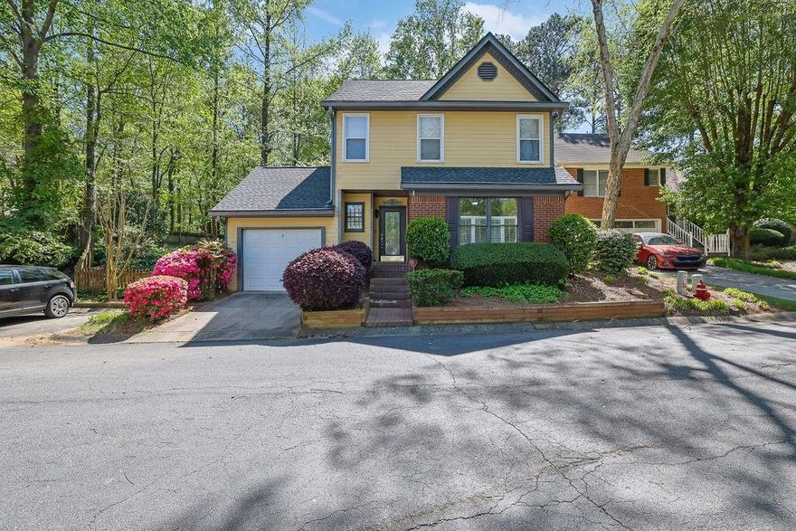 Welcome home to this charming cottage conveniently located close to Roswell, Alpharetta and Johns Creek. The landscaping is taken care of Front and back by the HOA. The backyard is stunning. You will think you have been transported to the English Countryside! This home is located at the back of the neighborhood in the cul de sac so plenty of parking for guests. The main level is open and airy and perfect for entertaining with a big kitchen and space for a dining area, family room and even an office nook. Upstairs, each of the three bedrooms are unique in their own style and the shared bath in the hall. The NEW HVAC was installed in 2023, a NEW ROOF installed in 2022,NEW  FLOORING 2023 on the main level of the home and NEW GARAGE DOOR in April 2025. Enjoy your morning coffee and your afternoon cocktail listening to the sounds of nature and gazing upon your gorgeous flowers. A MUST SEE!
Seller will provide $5000 Allowance for Paint/Upgrades.