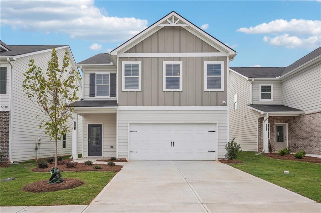 Welcome to the Lawson plan by Direct Residential Communities in Fairview Lake. The Lawson "C" plan is an inviting open concept. This inspiring floor plan has 3 Bedroom, 2.5 baths and 2 car garage. The extended entrance foyer offers an intuitive flow for creative wall space and opens up to the heart of the home - the family room, which features an impressive linear electric fireplace that captures genuine warmth and a fine balance of spaciousness! Energy efficient LED lighting throughout! A modern open galley style kitchen offers an expansive island bar with multifunctional use, under-mount stainless steel sink, granite counter-tops, stainless steel appliances, pantry and plenty of cabinets, a great place to work, prepare food and entertain! The upper level reveals functional livable hallway space. Over-sized secondary bedrooms with walk in closets are positioned near a full bath room. The Owner's suite offers a perfect blend of space that's complete with a luxurious bath, separate shower, glass shower door and separate tub with tile surround for the ultimate relaxation experience. Laundry room conveniently located on the upper level. This inspiring floor plan is where your story begins! Amazing amenities include a sparkling pool and cabana, beautiful private lake, and a pavilion for lakeside picnics! ***UP TO $20,000 TOWARDS YOUR CLOSING COST WITH PREFERRED LENDER!! ALSO ASK ABOUT OUR LIMITED TIME 100% FINANCING OPTIONS!!***