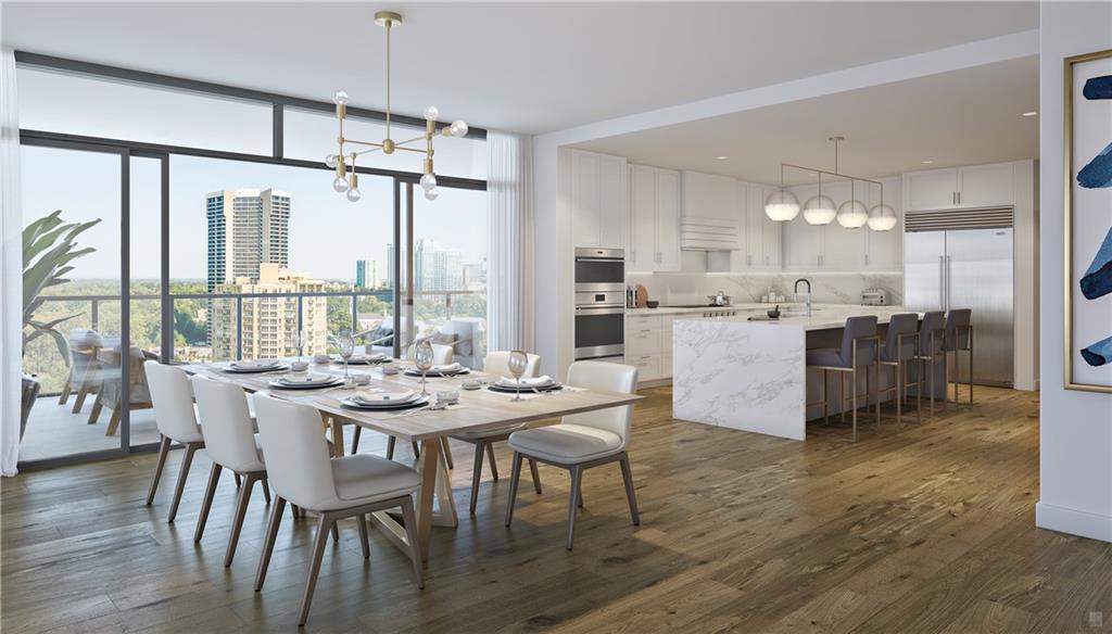 An elegant addition to Buckhead skyline, The Graydon is a collection of 45 exclusive residences with luxury finishes and resort style amenities. The Hightower is an open corner unit floorplan with 3 separate terraces w/ unobstructed views! The outdoor amenity deck features a full size pool w/ lap lanes, outdoor fireside seating, yoga lawn, and manicured landscaped gardens extending from the amenity deck to ground level. The Graydon residents will enjoy valet parking, concierge service, club room, and state of the art fitness center. A modern kitchen w/Wolf and Sub-Zero appliances, island w/ waterfall edge and built in wine storage. Owner suite with private terrace and cast stone fireplace w/ spa like bath. Two secondary bedrooms, each with private baths, large walk in closet and private terrace . The separate den area is perfect for a home office, entertaining space or could use as an additional guest room with full bath. Residence also features formal living room, features 10' ceilings with 8' solid core doors, wide plank hardwood flooring throughout. Additional amenities include dog spa, large enclosed pet park and two event greens for entertaining!