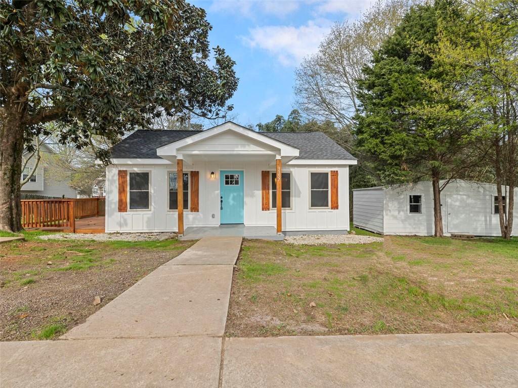 This Stunning Ranch has a harvest of features. Located in the heart of KENNESAW, it is close to all major stores and highways including the downtown Kennesaw events and festival. An open concept home that features a wonderful family room perfect for good friends and good times. An open kitchen planned with a recipe for success: Designer white cabinets, Granite counters, A granite island highlighted with stylish pendant lights, Modern shiplap backsplash and Stainless steel appliances . Great sized rooms. Modern bathrooms with designer amenities. Large Shower on the master bath and shower/tub on the second bath. A great back yard to enjoy your own private patio and a side deck overlooking a level yard and garden. This is the right place to call home!!! Recently renovated:New Roof, New Siding, New Roof, New HVAC, New Water Heater, New Windows, New Cabinets, New Granite Countertops, New LVT flooring, New Appliances and many other great features.The storage on the side of the property is in good conditions but has not been renovated.