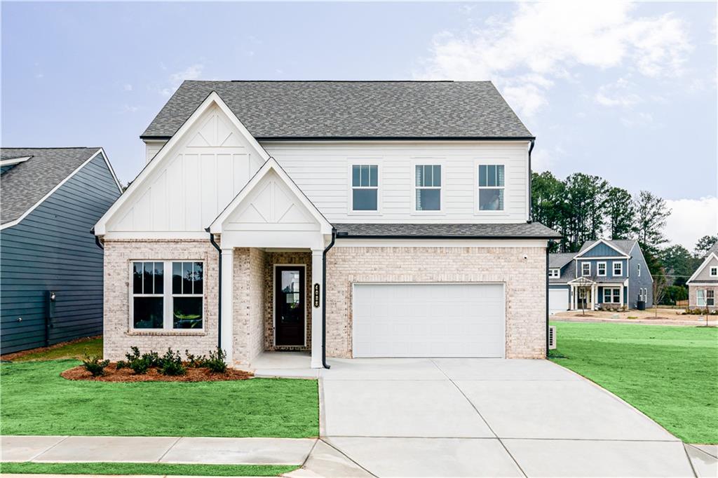 Welcome to Kinglsey at Lake Allatoona, the new Stanley Martin Community in Acworth, GA! LOT 83. Ask about the AMAZING builder Incentives available - Up to $22k closing cost & builder buy down rates available on select homes!
In the MAISIE floorplan, you can mix and mingle with friends and family in your open-concept first floor, which includes a kitchen overlooking the family room and dining area. A bedroom at the front of the home can be used for guests to have their own private space.
Upstairs, the owner’s suite boasts a large walk-in closet off the en suite bathroom with double vanities. Three other bedrooms provide the perfect place for family or friends to rest their heads at night. Plus, take the chore out of doing the laundry with a conveniently located laundry room on the upper level! A full bathroom and an additional flex space as a play space, home office or crafting nook, to name a few – it’s truly what you make of it!
Some of the SMart Selected design options in this home include a gourmet kitchen & center island, large owner's suite with walk-in closet and en suite bath, patio, main level guest suite with full bath, and upper-level flex space.
