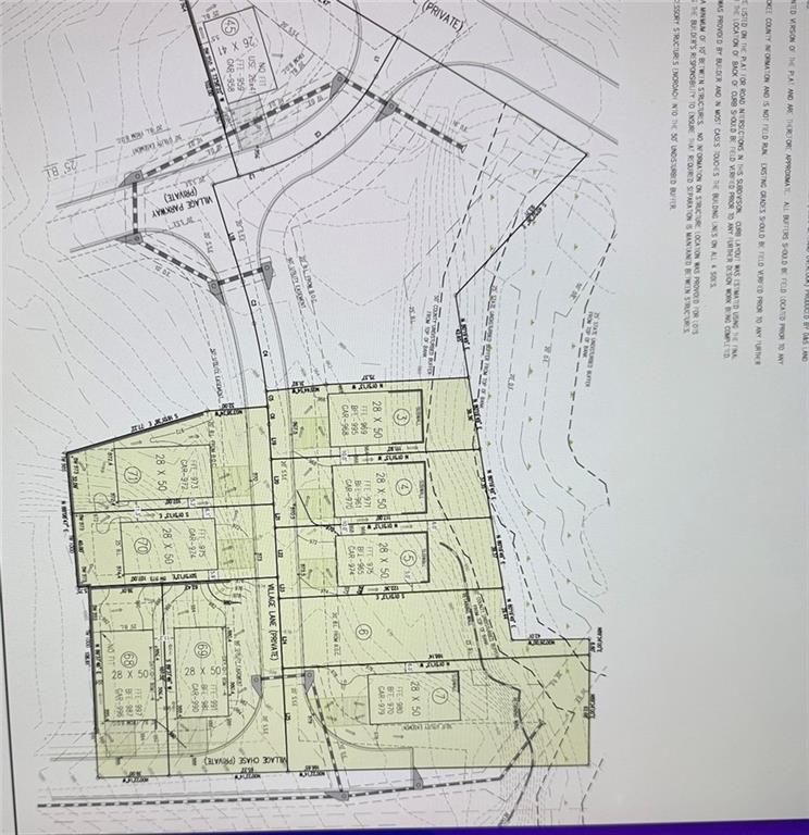 Attention builders. 9 Lots in Park Creek to build single family houses. Will not sell individually. Great location
close to Roswell. Lots available are 3,4,5,6,7,70,71 on Village Lane and lots 68 & 69 on Village Chase.