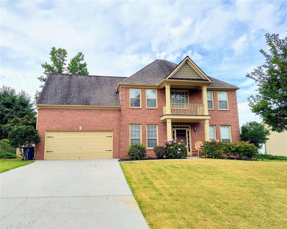 Move right in this well upgraded and decorated home. Easy maintenance Brick & Hardy plank siding, NEW AC units (two). No carpet in this house, easy clean hardwood, slate, tile, LVP flooring. Just 2.6 miles from I-85 will get you home quicker. Enjoy the fenced backyard on the oversized wooden deck n/patio. Tired of grilling on the deck? No worries Chef's Delight kitchen awaits, ample storage, 40 inch cabinets, granite countertops, raised bar countertop, island, breakfast table areas seats six w/ lots of sunlight while overlooking the fireside family room. Large Master Suite has an extra sitting room, large walk-in closet, tiled master shower with glass doors n/frame, double sinks and soaking tub. Laundry room has easy access for the 4 bedrooms on the upper level. The french glass door room is currently being used as a 5th bedroom but can easily switch back to an office. Community offering swimming pool, tennis, pickleball courts, playground, community pond, sidewalks and street lights.