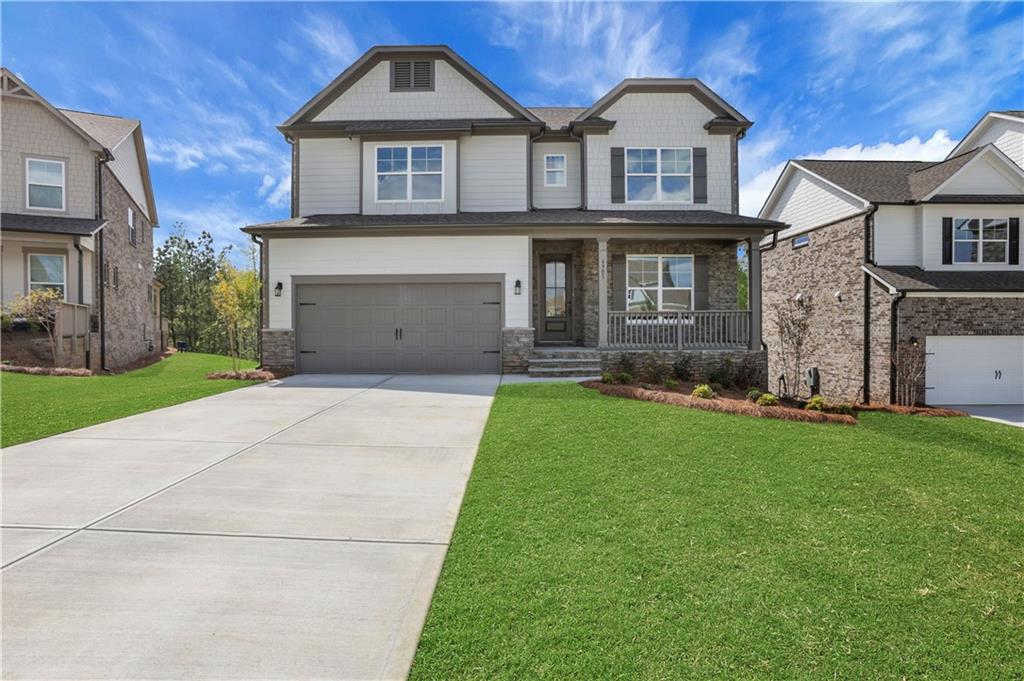 Ready NOW- Start the school year in your Dream Home! Welcome to The Davidson, a stunning 6-bedroom, 4-bath home that seamlessly blends luxury and practicality. As you step inside, you’ll immediately notice the elegant design and attention to detail.
The main level features a formal office with glass French doors, providing a quiet, private space for work or study. The gourmet kitchen is a chef’s dream, with white cabinetry, quartz countertops, and black finishes, as well as a hidden prep pantry for added convenience. The spacious living room, complete with a stone fireplace that reaches the ceiling, creates a dramatic focal point and is perfect for cozy nights. A cozy breakfast room is adjacent to the kitchen, offering a perfect spot for casual dining. The main level also includes a guest suite with a full bath and a mudroom off the garage, helping to keep things organized and clutter-free. Step outside to the covered porch and enjoy the privacy of your backyard, with no one behind you, offering peace and serenity.
The finished basement offers even more living space, including a bedroom, a full bath, and a rec room with direct access to the backyard. Upstairs, the large loft area provides a flexible space, perfect for lounging or a home office. The primary bedroom is a true retreat with a spa-like bathroom featuring a spacious shower and built-in seat. Three additional bedrooms and a shared bathroom complete the second floor, with large closets in most bedrooms for ample storage.
This home is located on a private street, just one home off the cul-de-sac, offering a quiet and peaceful atmosphere that’s perfect for those seeking privacy and tranquility. Located in Cambridge, an Eastwood Homes community just off Spout Spring Road, the community offers a variety of amenities, including a pool with a cabana, a playground, and a dog park. Enjoy plenty of community space with sidewalks perfect for walking and taking in the surroundings.
$15,000 toward closing costs with a partner lender for a limited time.