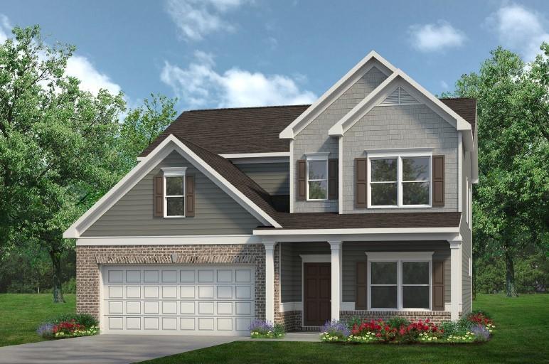 Move in Ready December! The Palmer offered in Jones Ridge by Smith Douglas Homes. This spacious home is designed with comfort and style in mind, featuring a first floor primary suite for convenience and privacy. The open concept main level seamlessly connects the living and dining areas, making it perfect for both everyday living and entertaining. A tray ceiling in the dining room adds a touch of elegance, while the linear fireplace in the family room creates a warm and inviting focal point. The kitchen showcases Quartz countertops and flows effortlessly into the main living spaces. Upstairs, a large loft anchors three additional bedrooms, two of which feature walk-in closets. The primary bath includes a tile shower for a spa-like retreat. Thoughtful details continue throughout the home, including a mudroom with built-in bench, luxury vinyl flooring in the main living areas, and a rear covered patio for outdoor enjoyment. Nine ft ceiling heights enhance the spaciousness of the home. Seller incentive with the use of preferred lender. Photos representative of plan not of actual home.