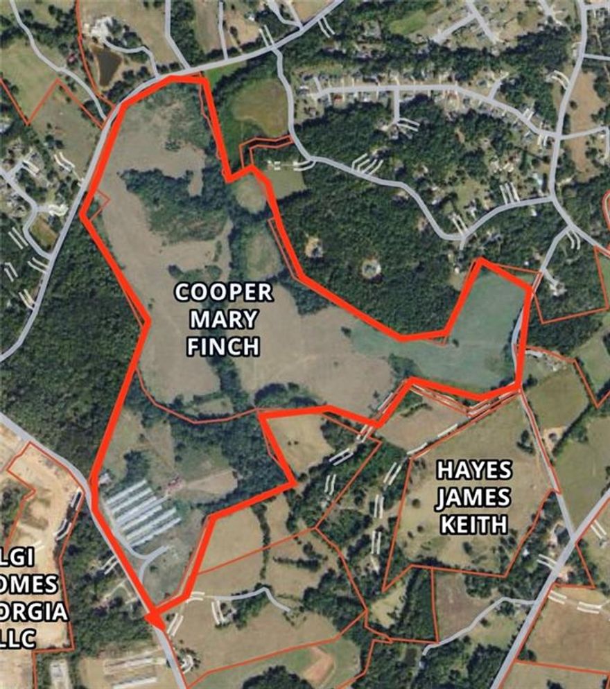 The 160 acre assemblage near Traditions of Braselton Golf Course in Jackson County, Georgia, presents a prime opportunity for residential development. This property comprises three tracts and offers significant potential for developers and investors. These 3 properties have frontage on Jackson Trail rd, Gum Springs Ch Rd and Otis Gooch Rd.  Key Features:  Utilities: County water and natural gas are readily available. Sewer access is located across the road; however, a lift station will be required for connection.  Surrounding Development: A substantial subdivision is currently under construction directly across the road, indicating strong growth and demand in the area.  Proximity to Amenities: The property is very close to the Traditions of Braselton Golf Course, a master-planned community offering amenities such as a golf course, resort-style pool, tennis and pickleball courts, and a clubhouse .  Development Potential:  Given its size, location, and available utilities, this assemblage is well-suited for a large-scale residential development. The ongoing construction of nearby subdivisions further underscores the area's attractiveness for such projects.