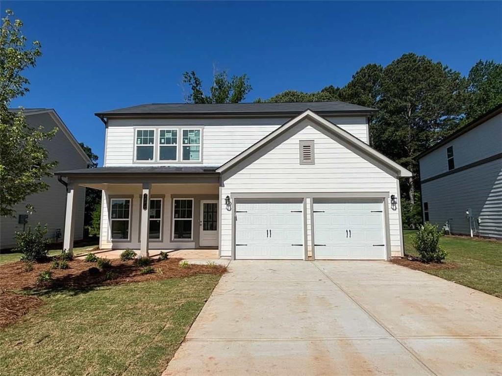 2076 Boxwood Circle SE is a newly constructed single-family home located in the Alder Park community of Conyers, Georgia. Built by Ashton Woods, this 2,091 sq ft residence features the "Baker" floor plan, offering 4 bedrooms and 2.5 bathrooms. The home includes a versatile flex space, a spacious kitchen with a large island, and an open great room, ideal for entertaining. Additional amenities comprise a mudroom, coat closet, private backyard, and a two-car garage. The primary suite boasts a large walk-in closet for added comfort. The property is situated on a 0.17-acre lot and is expected to be completed by July 2025. Alder Park offers residents proximity to schools, shopping centers, and recreational amenities, enhancing the overall living Experience