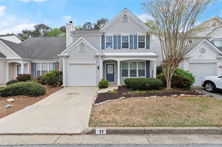 Nestled in the sought-after Devonshire community, this beautiful move-in ready home offers a perfect blend of modern updates and timeless elegance. The home features a popular roommate floorplan, each boasting its own ensuite bathroom for ultimate privacy. The master bath is a highlight, featuring double vanities and a combination tub/shower. For added convenience, the laundry closet is strategically located upstairs between the bedrooms, alongside a bonus space that can be transformed into an office or fitness room. The main level impresses with a spacious open floor plan, showcasing recessed lighting, updated flooring, and a vaulted keeping room. The large living room seamlessly connects to the keeping room, where you can enjoy the warmth of a cozy gas log fireplace, adorned with an elegant wainscot design reaching up to the ceiling. Tall, insulated double-pane windows flood the space with natural light, enhancing the ambiance. The spacious kitchen is a chef's dream, offering granite countertops, white cabinetry, a tile backsplash, and stainless steel appliances. Situated on a level lot, the home extends its charm outdoors with a private fenced-in backyard oasis, complete with a patio, terrace, and low-maintenance turf. There is SO much to appreciate with this convenient location, offering easy access to restaurants, shopping, schools, churches and major highways. This home is truly a gem, ready for its next owner to enjoy.