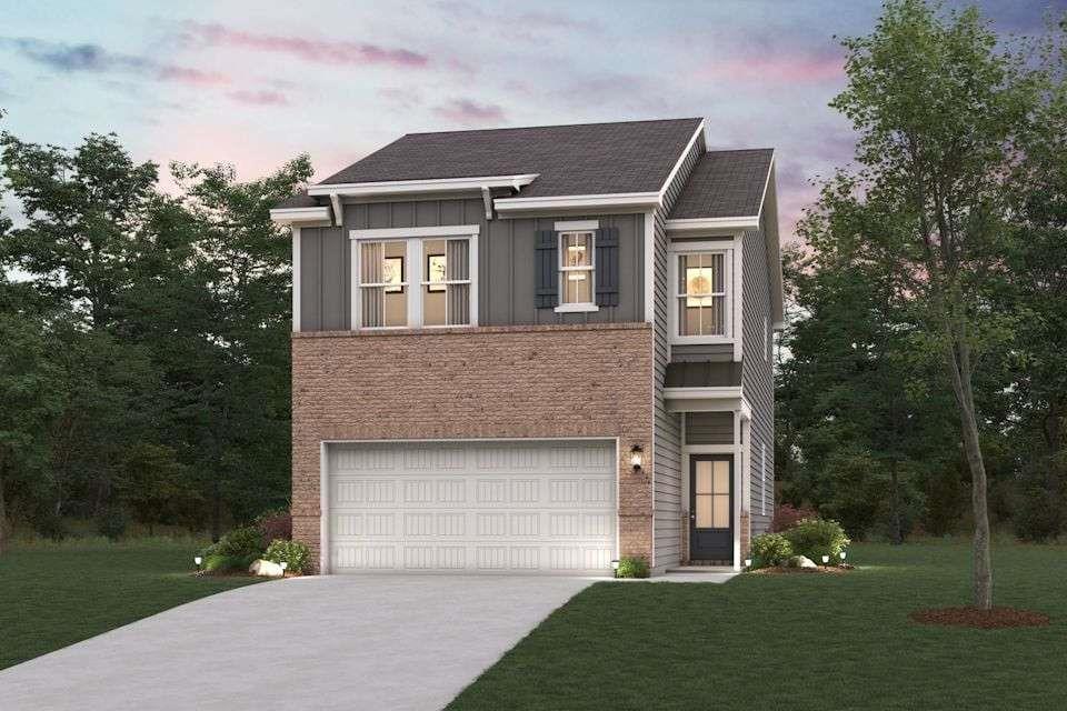 The Sawnee at Azalea Square boasts two stories of exceptional living space. Upon stepping inside, this plan greets you with an open-concept main living area-including a great room, a well-appointed kitchen with a center island, and a dining room. The upstairs features a laundry room, two generous secondary bedrooms with a walk-in closet, and a hall bath. The primary suite is complete with an attached dual-vanity bath, a walk-in shower, and a walk-in closet