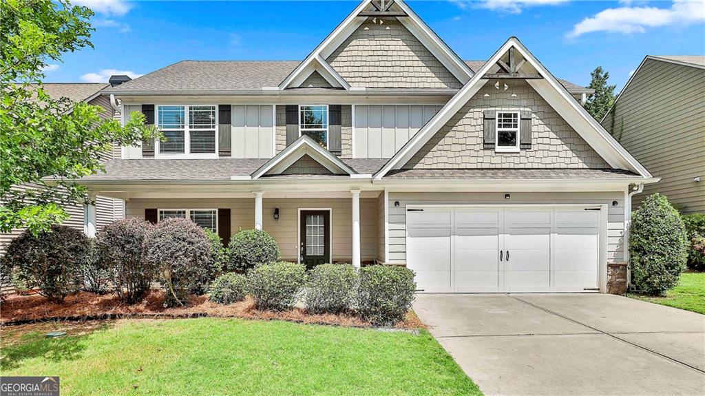 This spacious 4-bedroom, 2.5-bath home in Village Walk at Stillwood Farms is vacant and move-in ready! With over 2,500 sq ft, this home offers an open floor plan with hardwood floors, a gourmet kitchen featuring granite countertops and stainless steel appliances, and a spacious family room with a cozy fireplace. Upstairs, the primary suite includes a spa-like bath with dual vanities, soaking tub, and step-in shower, while three additional bedrooms provide space for family, guests, or a home office. Outside, enjoy a landscaped yard, private patio, and access to community amenities such as a pool, playgrounds, sidewalks, and streetlights. Conveniently located near Highway 85, shopping, dining, and top-rated schools, this home blends comfort, convenience, and style. This beautiful home won’t last—apply today!