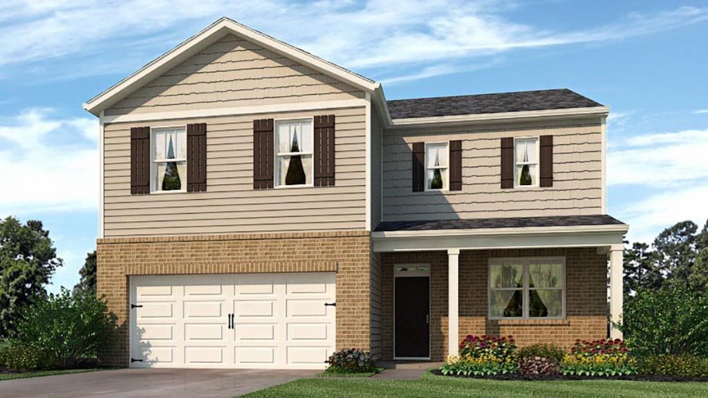 Welcome to Aurora Creek, in North Paulding school district. Galen plan with partial brick front elevation! Flex room welcomes you as you enter the home. Spacious, open floorplan home. Kitchen has large granite island, white cabinets, stainless steel appliances and walk in pantry. Upstairs are 3 spacious secondary bedrooms and full bathroom with double vanities. Oversized primary suite with giant walk-in closet and large bath featuring separate tub and shower, double vanities and linen closet. Convenient location, amenities, quiet neighborhood, with easy access to Hwy 120, 278 and Dallas- Acworth Hwy. Enjoy Smart Home. Pictures are not of actual home, for illustration purposes only.