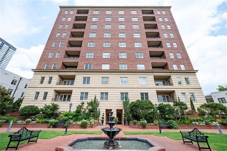 Unit 4A in the Winston Condominium building is located on the rear of the building away from Peachtree Street and has exceptional views of the Winston’s large formal garden space.  This exceptionally quiet home features an open and sunlit floorplan, 10 ft ceilings, hardwood floors, oversized bedrooms and beautifully accented curved walls, with exceptional crown molding and wall trims.  Access the oversized balcony with city and garden views from the living room or secondary bedroom.  The kitchen includes a sub-zero counter depth fridge, center island and custom designed wood cabinets with tons of storage.  The light and bright primary suite features a large master bath and closet.  A full-sized laundry room and plenty of additional storage is a definite plus.  
 This unit comes with 2 deeded covered parking spaces and a private climate-controlled storage area.  
Building amenities include 24/7 concierge service, on site management, an enclosed year-round lap pool and a remarkable fitness center.  The Winston also offers a guest suite, catering kitchen and party / meeting room space.  The building is pet-friendly and features a wonderful dog-walk area close to the formal garden.   

Floor-plan of this home is included in pictures. The Winston is located within walkable distance to Phipps and Lenox Malls as well as a large Kroger, a CVS and many of Buckhead’s best restaurants.  With only 36 units in the building, these well-constructed and quiet condo homes are rarely available.