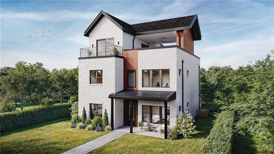 Introducing the Emery Gable, a stunning New Construction Single Family home nestled in the Brand New and desirable community of The Gathering. This contemporary masterpiece showcases 4 bedrooms, 3.5 bathrooms, and an array of luxurious features including a rooftop terrace and a private elevator. Step inside this elegant home and be greeted by an open and inviting floor plan designed for modern living. The spacious living area illuminated by large windows, seamlessly flows into the dining space and gourmet kitchen. The kitchen is a chef’s dream, boasting sleek quartz countertops, high end cabinetry, kitchen aid appliances (with an optional upgrade to Wolf Appliances) ensuring both style and functionality. The main level also includes a convenient powder room and ample space for entertaining guests or enjoying family time. Ascend to the upper floors via the private elevator, a rare and coveted feature that adds a touch of sophistication and ease to everyday life. The second level is dedicated to private quarters, where you will find the luxurious primary suite. This serene retreat includes a spacious walk-in closet and a spa-like en-suite bathroom with his and her vanities, a glass enclosed shower and soaking tub. Two additional well-appointed bedrooms and a full bathroom provide ample space for family and guests. The crowning jewel of the Emery Gable is the rooftop terrace, offering breathtaking views and a perfect space for outdoor entertaining and relaxation. In addition to the rooftop, the third floor also features a fourth bedroom with a private balcony, full bath and a wet bar for all your guests needs. This home provides the ultimate in modern suburban living in a vibrant new community, just minutes from downtown Alpharetta, Avalon, and top-rated schools as well as prime access to the Alpha Loop. Experience the perfect combination of style, comfort and convenience!! This home is estimated to be complete by spring 2025. Although Model Home is not yet complete, Agent is on-site Monday, Tuesday & Saturday (10:00-6:00) and Wednesday and Sunday (1:00-6:00). Photos are a representation of floorplan, not actual unit, design selections may vary
