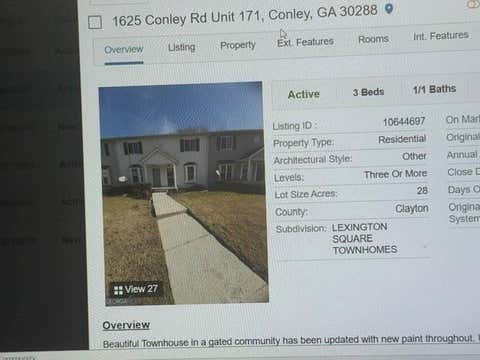 Townhouse For Sale - 1625 Conley Road #38<br/> Conley, GA 30288