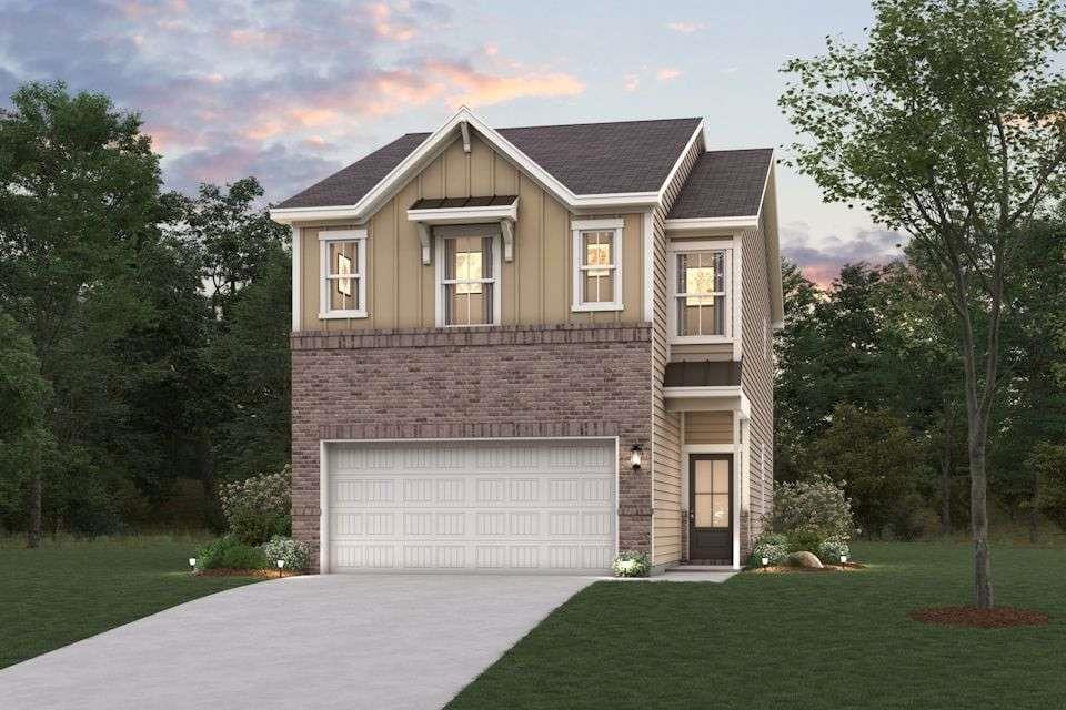 The Sawnee at Azalea Square boasts two stories of exceptional living space. Upon stepping inside, this plan greets you with an open-concept main living area-including a great room, a well-appointed kitchen with a center island, and a dining room. The upstairs features a laundry room, two generous secondary bedrooms with a walk-in closet, and a hall bath. The primary suite is complete with an attached dual-vanity bath, a walk-in shower, and a walk-in closet