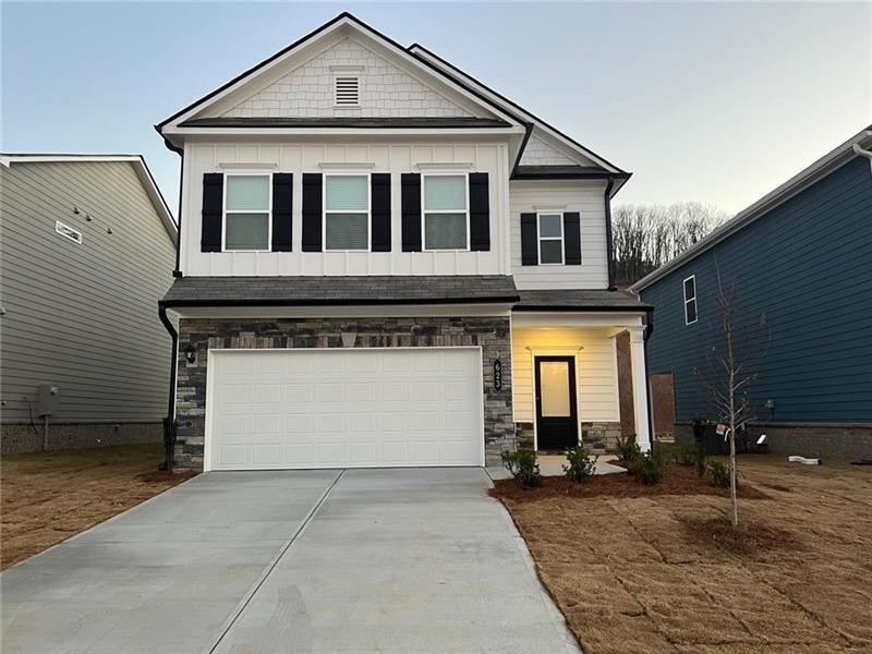 4 Bedrooms and 2.5 Bathrooms Brand New Single Family Home by Smith Douglas Homes, located in Highland Crossing in Cartersville. Within a few minutes to I-75 and major stores. This home greet you with a covered front porch with great curb appeal. Just off the Owner's entrance is a spacious kitchen with an island with a large pantry for easy grocery drop-off. The open and light-filled family room and dining areas have direct access to the backyard and covered patio for seamless entertaining. A generous upstairs owner's suite offers privacy and relaxation, while the laundry is just steps away. Three additional bedrooms, a shared bath and a space for a small office or reading nook complete this level. 9ft ceiling heights on both levels. Brand new Washer, Dryer and Refrigerator included.