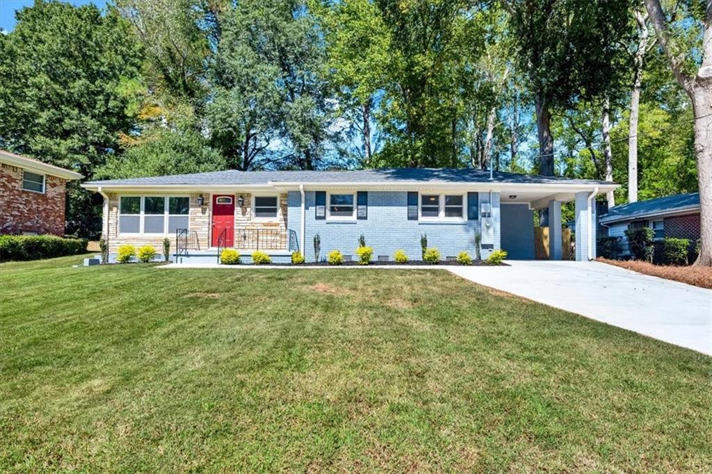 Completely renovated Mid- Century 3BR/3BA ranch open concept floorplan that boast tons of upgrades and lots of closet space. At the center of this bright and airy floorplan is the modern and fresh kitchen. Shaker style cabinets, stainless steel appliances, tiled backsplash and a kitchen island/breakfast bar overlooking the main living room. Retreat to your primary suite with a gorgeous ensuite bathroom, complete with a large soaker tub and double vanities. Enjoy having two additional bedrooms and two additional bathrooms. The bonus room is oversized and features a wood burning fireplace and easy access to the beautiful fenced in back yard that is perfect for entertaining. ALL NEW Roof, HVAC, Water Heater, Doors, Fixtures, Sidewalks and Driveway.
Conveniently located to all major interstates, Downtown Atlanta, Hartsfield-Jackson Airport, Downtown Decatur and Emory.