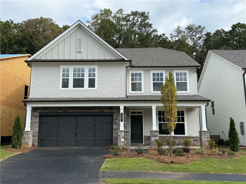 Welcome home to this stunning Savoy single-family home, featuring 3,208 sq. ft. of of and elegant living space. Boasting 5 bedrooms, with one on the main level for guests to enjoy, 3 bathrooms, and a 2-car garage, this home is perfect for modern families. The gourmet kitchen features bold finishes, a large island and opens to a sunlit family room and informal dining area leading to a patio and massive yard, ideal for entertaining. The primary suite boasts a tray ceiling with ample lighting, and spa-like bathroom with a tile shower with a sleek, framed glass door, double vanities adorned with quartz countertops, porcelain rectangular sinks and a large walk-in closet. Your large backyard features an expansive area to play with a slightly wooded backdrop. Luxurious finishes adorn your kitchen and bathrooms with upgraded cabinetry and regal gold hardware. Enjoy enhanced vinyl flooring throughout the main level, complementing the open-concept kitchen and living room.
At Creekside, experience the convenience of living in a prime location that seamlessly blends your lifestyle needs with the beauty of nature. Situated near the tranquil Lake Lanier and the vibrant North Georgia Premium Outlets, Creekside offers unparalleled access to both shopping and recreational activities. With GA 400 in close proximity, exploring the picturesque North Georgia Mountains or enjoying a day at Toto Creek Park, which is just a mile away and features a boat launch, has never been easier. Additionally, the presence of a strong medical hub nearby ensures that your health and wellness needs are always covered. Creekside is not just a place to live; it's a gateway to a life well-lived, where convenience meets natural beauty.
This home is available now. For further details and information on current promotions, please contact an onsite Community Sales Manager.
Please note that renderings are for illustrative purposes, and photos may represent sample products of homes under construction. Actual exterior and interior selections may vary by homesite.