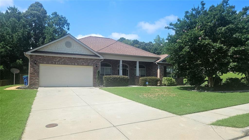 Welcome to 3444 Dacite Court, a beautifully maintained 4-bedroom, 2-bathroom 2072 sq ft ranch home nestled on a desirable corner lot in Atlanta’s 30349 zip code. Built in 2015, this single-story gem offers the perfect blend of modern comfort and convenience. Step inside to discover an open floor plan filled with natural light, creating an inviting space for both everyday living and entertaining. The spacious kitchen flows seamlessly into the dining and living areas, making it easy to stay connected with family and guests. Retreat to the large primary suite with an en-suite bathroom, while three additional bedrooms provide plenty of space for family, guests, or a home office. Outside, enjoy a covered back porch overlooking the expansive, fenced backyard—ideal for summer barbecues, gardening, or play. Situated just minutes from shopping, dining, and major highways, this home offers easy access to all that metro Atlanta has to offer. The large front and backyard add to the curb appeal and provide plenty of room to enjoy outdoor living. Don’t miss the opportunity to make this well-cared-for property your new home! This home qualifies for a Special 100% Financing and No PMI