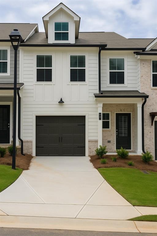 The Willow plan built by Create Homes. Quick Move-In! Enjoy the convenience of prime location close to shopping, dining, Hartsfield-Jackson International Airport, I-285, I-20, I-75 and the East-West Connector. Within walking distance to vibrant downtown Austell, this stunning new residence seamlessly blends contemporary style with functional living, creating a space that elevates your everyday. Enter into the open-concept main level which offers a modern kitchen featuring stylish counter tops, stainless steel appliances, a spacious island, and soft-close cabinets and drawers. This space seamlessly flows into the dining and living areas, making it ideal for both everyday living and entertaining. A private rear patio extends your living space, providing a great spot to unwind and enjoy the outdoors. Upstairs you'll find the primary suite offers a spacious retreat with a double vanity, a walk-in closet, and modern hardware and fixtures for a sleek, contemporary feel. The laundry room is conveniently located nearby, and two secondary bedrooms with a full bath completes this floor. Built by Create Homes, this energy-efficient town home features smart home technology and quality construction. Ask us about our up to $10,000 towards closing costs or options incentive*. Must use Seller's Preferred Lender with binding contract by 09/15/2025 and close by 10/15/2025.