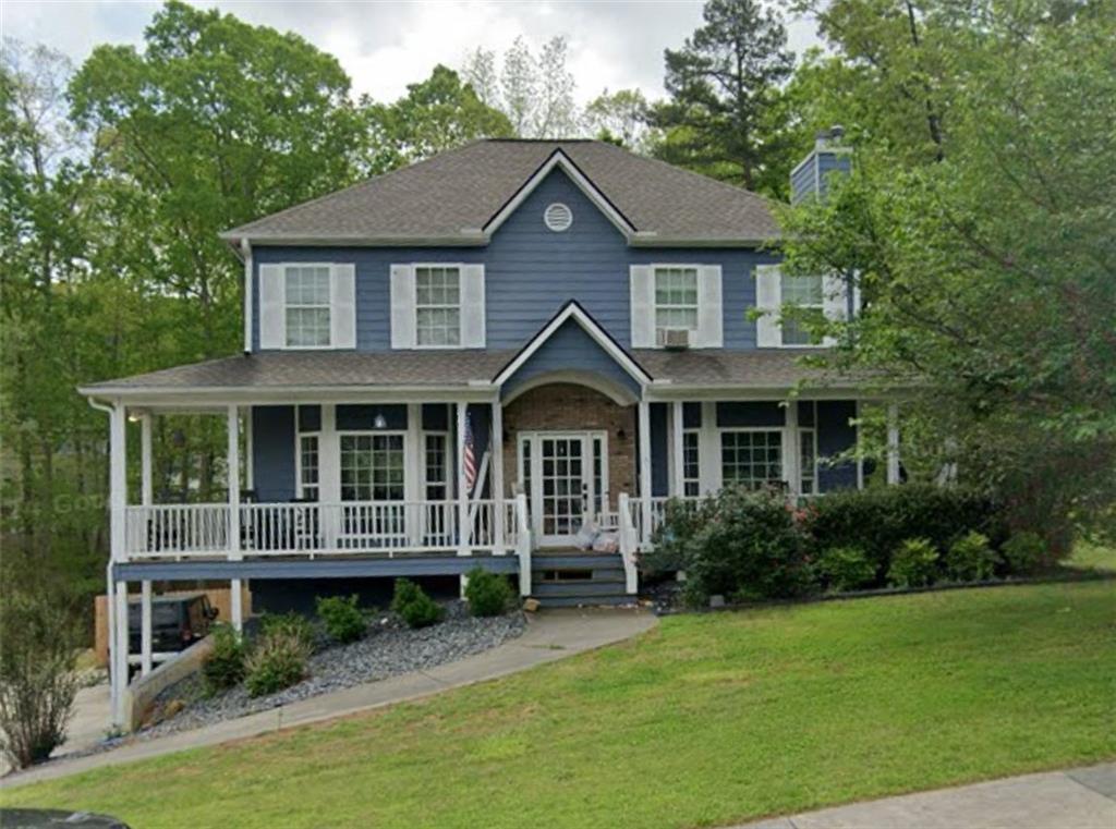 If you're looking for the country living but still have that neighborhood living feel, check out this Huge 5 Bedroom/2.5 Bath, 2-story home. As soon as you walk up on the front porch you will have plenty of room for rocking chairs to be able to enjoy the outdoors. Once entering you will have an open concept for the dinning and kitchen area with a nice size kitchen island, just off to the side you have a breakfast den. Spacious living room with half bath that can be upgraded with a shower. Living room offers a factory-built gas fireplace for those cooler nights. Upper-level features 4 Bedrooms/2 Baths with laundry room upstairs for easier access. Primary bedroom is spacious with the bathroom offering double vanity sink, soaking tub and separate shower. Extra bathroom has been partially remodeled. Basement has 2 finished rooms with 1 being an extra bedroom that is separate with closet space and easy access to outside. The 2nd finished room is perfect for a gaming room or whatever you choose. Back deck is ready to be screened in so you can enjoy sitting on the back porch, along with an extra decking area for grilling. Backyard is partially fenced and can be finished to have a complete fenced in backyard. This community offers a pool, tennis courts and pickleball courts. Just minutes away from downtown Rockmart and only 45 minutes from the Atlanta airport. Don't pass up this amazing opportunity to make this home yours.