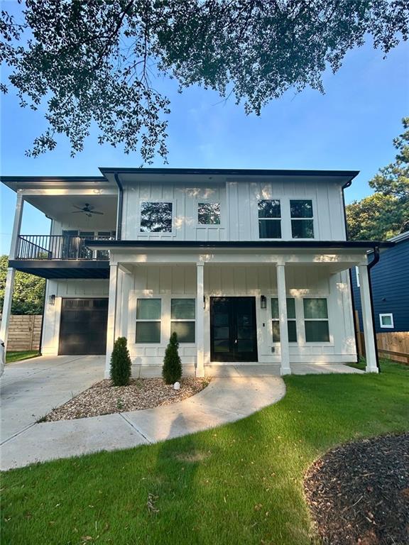Be the first to live in this brand-new construction located in the rapidly growing Pittsburgh neighborhood of Atlanta. This stunning 4 bedroom, 2.5 bathroom home features a modern/contemporary design with high-end finishes throughout. Enjoy an open-concept main level with a spacious living area, separate dining room, and eat-in kitchen featuring an expanded island, designer backsplash, new appliances, and stylish fixtures. Additional main level highlights include a half bath, under-stairs nook, covered front porch, and double front entry doors. Upstairs offers four generously sized bedrooms, two full baths, and a convenient laundry room. The primary suite boasts two separate walk-in closets, double vanities, and a spa-style bathroom with floor-to-ceiling tile, a soaking tub inside a large, enclosed shower, and direct access to a private covered balcony-perfect for morning coffee or evening relaxation. Exterior features include a 1-car garage with additional driveway parking and a leveled private fenced backyard. Located close to public transportation, downtown, the BeltLine, airport, shopping, and restaurants. Don't miss this opportunity for new construction living in the heart of the city!