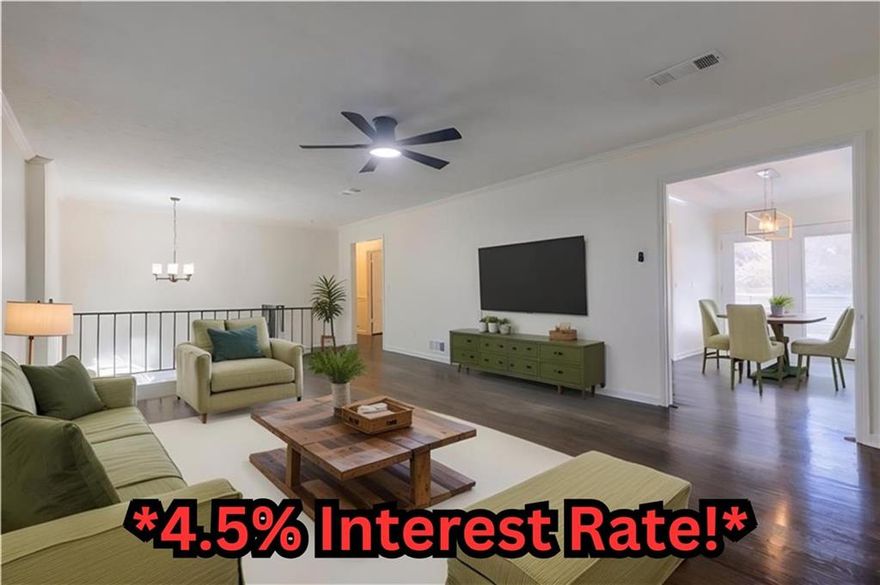 **4.5% Interest Rate Buy-Down & up to $6,500 towards closing costs through preferred lender!  Beautifully renovated home on quiet street with no HOA in East Cobb!  Major renovation just complete, over $190k of improvements.   Large lot, large deck, fenced backyard & storage shed. Close to KSU, Southern Polytechnic, I-75, great public schools, has no HOA and low Cobb county taxes!  
**Up to $6,500 towards closing costs paid by preferred lender. Seller will pay up to $12,000 for 2-1 Buydown- Must close by 4-30-25.
*Owner Financing Also Available.