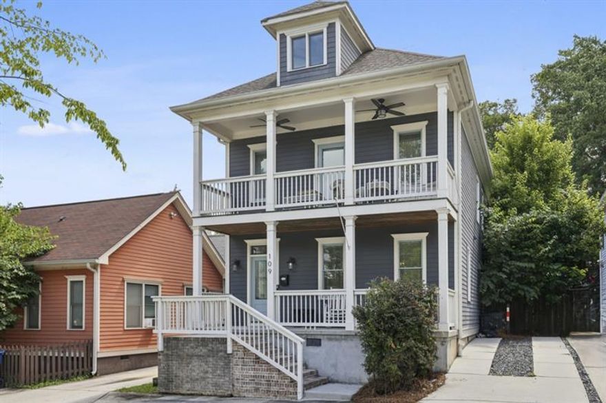 Prime Old Fourth Ward Craftsman just STEPS from the Atlanta BeltLine, Freedom Trail, Krog Street Market, Ponce City Market, Inman Park Village, and the Trendy Shops and Dining of Inman Park and Poncey-Highland. This is Intown Living at its Best where Historic Charm meets Modern Convenience. Step inside to find a Light-Filled, Open Floor Plan featuring Tall Ceilings, Crown Molding, Hardwood Floors, and abundant Natural Light throughout. A Crisp White Formal Living Room with Shiplap Accent Wall welcomes you perfect as a Home Office, Playroom, or Flex Space to suit your lifestyle. A charming Butler's Pantry or Hallway leads to the Open Concept Main Living Area, complete with a Fireside Family Room and Formal Dining Room adorned with Wainscoting and French Doors that open to a Covered Back Deck ideal for Al Fresco Dining or Entertaining. The true heart of the home is the Designer Kitchen, boasting a Quartz Waterfall Island, White Cabinets, Subway Tile Backsplash, and Top-of-the-Line Stainless Steel Appliances a Dream for the Modern Home Chef. Upstairs, the Spacious Primary Suite features a Coffered Ceiling, Custom Walk-In Closet, and a Sleek Bathroom with Double White Vanity, Quartz Countertops, and a Glass-Enclosed Tile Shower. Two additional Large Bedrooms share a Jack-and-Jill Bathroom with Double Vanity and Tub/Shower Combo, offering Flexible Space for Family, Guests, or a Home Office. Enjoy the ease of Upstairs Laundry and the comfort of a Fully Fenced Backyard with Mature Shade Trees, a Spacious Deck, and just the Right Amount of Green Space for Relaxing or Play. A Rare Driveway provides Off-Street Parking another Bonus in the City! Located in one of Atlanta's Most Coveted Neighborhoods, this home delivers an Unmatched Walkable Lifestyle with access to Parks, Trails, Dining, Shopping, and Culture just outside your door.
