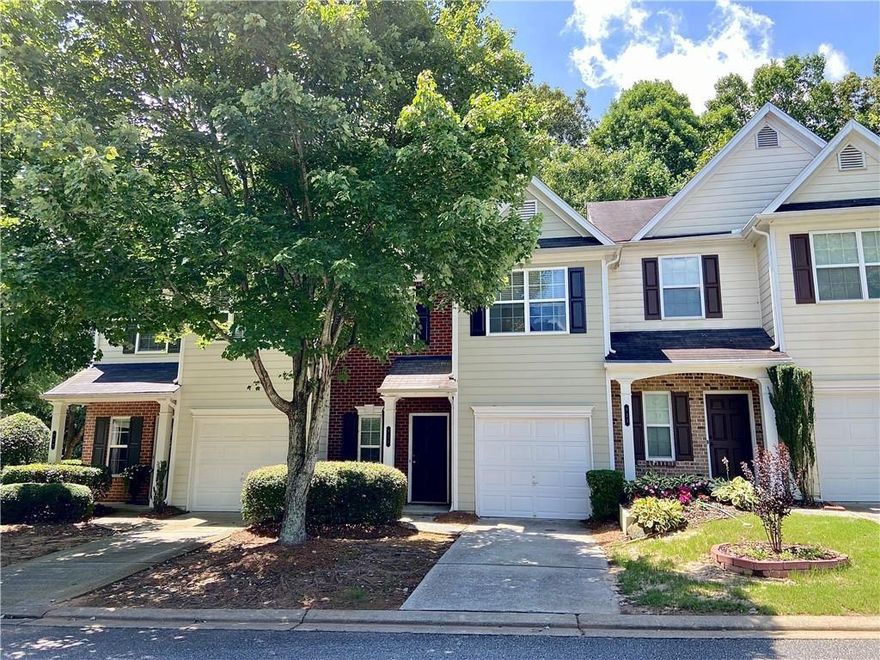 Well maintained townhouse in a great location just minutes from downtown Woodstock, outlet shoppes restaurants, Costco and more! Wood floors on the main
with a greatroom, fireplace, dining area and kitchen. Upstairs is all brand new flooring, carpet and LVP in the bathrooms.  There are two good sized rooms each with en suite and walk in closet! Laundry is also upstairs in the hall between the rooms. Washer and Dryer stay for the convenience of the tenant. Beautiful community in a great location!!