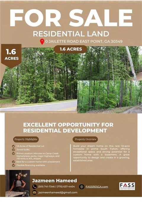 Vacant Land For Sale - Jailette Road<br/> South Fulton, GA 30349