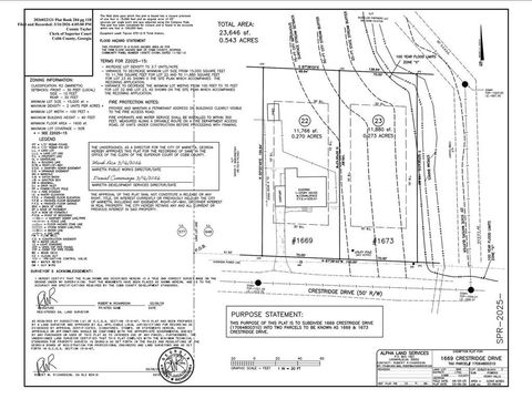 Vacant Land For Sale - 1673 Crestridge<br/> Marietta, GA 30067