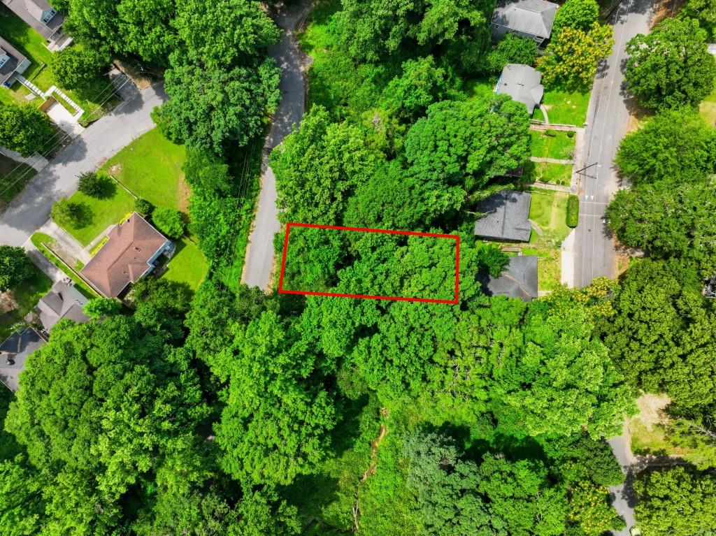 Aerial view of 0 Spring Lane NW, showing approximate lot outlines