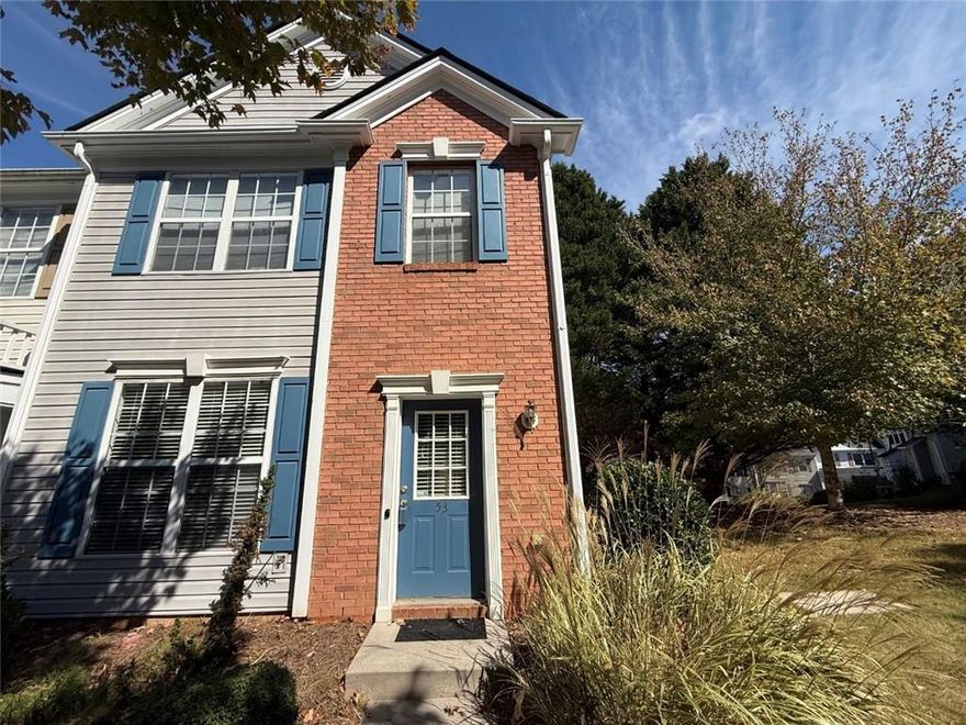 Available Oct 23....2BR/2.5BA Johns Creek/Alpharetta end unit open floorplan Townhome w/Hardwoods & Luxury Vinyl plank throughout main floor. Fireside great room & separate dining area. Fresh neutral paint. Kitchen boasts granite counters w/tiled backsplash, stainless gas range/oven, breakfast bar, dishwasher, refrigerator, microwave pantry & view to fireside family room w/lighted ceiling fan. Private, fenced back patio with storage room. Upstairs large owner suite w/walk in closet. Owner bath features separate garden tub/shower & double vanity. NOT Included Washer/Dryer. Sought after Johns Creek HS District. Just minutes from GA 400 & local shopping, dining, entertainment and parks/recreation areas. Minimum 680 credit score or higher and minimum 3x monthly rent in gross monthly income required to qualify to lease this townhome. Townhome will be cleaned & then leased "AS-IS". NO SMOKERS PLEASE!