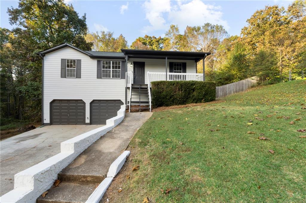 Stunningly renovated 4 bed/2 bath home featuring brand new Luxury Vinyl Plank flooring, new interior and exterior paint, new granite countertops in kitchen and bathrooms, and pool recently serviced. Wonderful curb appeal with two single car garage doors. Bright living room with view to dining are and large window to allow in lots of natural lighting. Kitchen provides new granite, pantry, eat-in kitchen area, and access to the back deck. Large Master Bedroom offers an En-suite with low flow toilet, tub/shower combo, and new granite. Two great sized secondary bedrooms and secondary bathroom with new granite, low flow toilet, and tub/shower combo also on main level. Basement offers one room perfect for an additional bedroom, den, workout room, bonus room, media room, or anything else you need the space for! Out back the large deck overlooks the large backyard and leads to the second deck with above ground pool. Back yard also offers a shed.