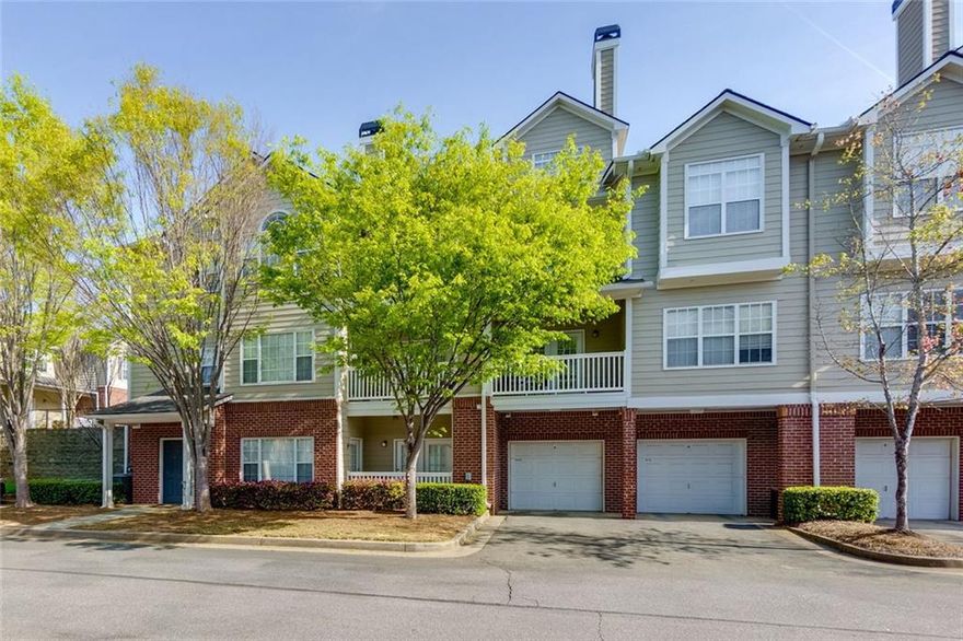 Five minute walk to Downtown Alpharetta and Avalon!!  Home of great shopping, food and fun. This end- unit is a two bedroom/ two bathroom gem. Step inside to Many recent upgrades including gleaming new flooring, charming, cozy and warm feeling with lots of natural light. GA 400 is right around the corning making this quiet community perfect for those who work from home and those who travel to Atlanta and surrounding suburbs. Open family room, two bedrooms and two bathrooms, laundry room, large garage and storage. Open concept living with nice outdoor balcony. This home is just perfect and so convenient. Great for entertaining or relaxing, this townhome is ready for you! Best Location and great price!