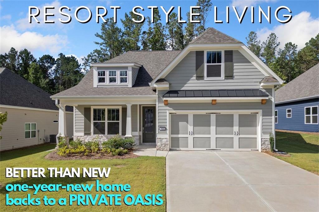 SPECTACULAR RESORT STYLE LIVING in this Beautiful, ONE-YEAR-NEW HOME situated on the most desirable PRIVATE WOODED LOT in the community! This property backs to a stunning private oasis, featuring a tranquil trail that leads to a cascading waterfall. The backyard is a serene retreat, surrounded by a lush canopy of privacy trees.
Inside, you’ll find a spacious owner suite and a secondary bedroom conveniently located on the main level, along with a screened porch that includes a charming fireplace—perfect for cozy evenings. Hardwood-like flooring flows throughout the entire home, creating a warm and inviting atmosphere.
The kitchen is a chef’s dream, showcasing a large breakfast bar that seamlessly opens to a massive fireside family room, all framed by expansive windows that flood the space with natural light. The upper level offers a bonus room, an additional bedroom, and a full bath—perfect for guests or family needs.
With elegant finishes, including hardwood floors and quartz countertops, and access to a fantastic swim and tennis community, this incredible home won’t be on the market for long! Stay tuned for more details!