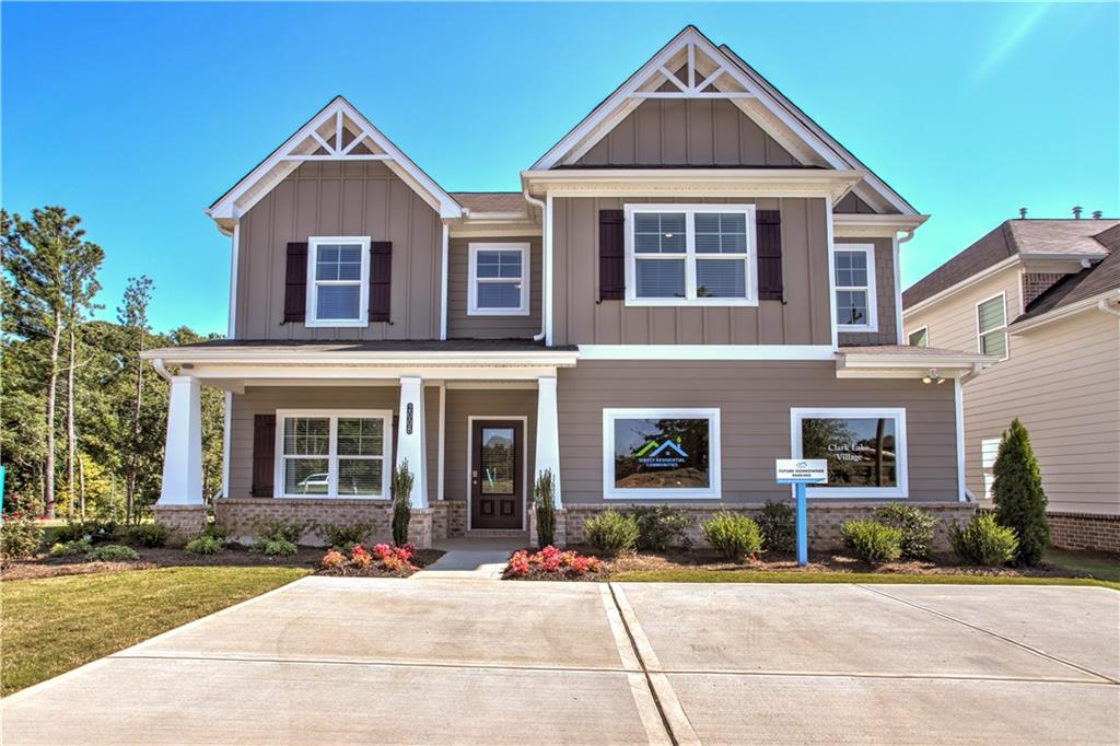 Welcome home to the Brentwood floor plan by Direct Residential Communities in Clark Lake Village! This beautiful, 2-story LAKESIDE estate will take your breath away from the first step in the door! Featuring a nice and quiet office, formal dining room, and large open floor plan flow, it highlights the elegance and modernity of the home you've always wanted! Taking a peak upstairs, you'll find yourself in the center of a HUGE owner's suite, just off the top of the stairs, accompanied with a sitting area perfect for your reading nook, couch, or whatever else you can think of. With three large secondary bedrooms all with walk-in closets, you'll never feel like you don't have enough room. Come make this YOUR home TODAY!