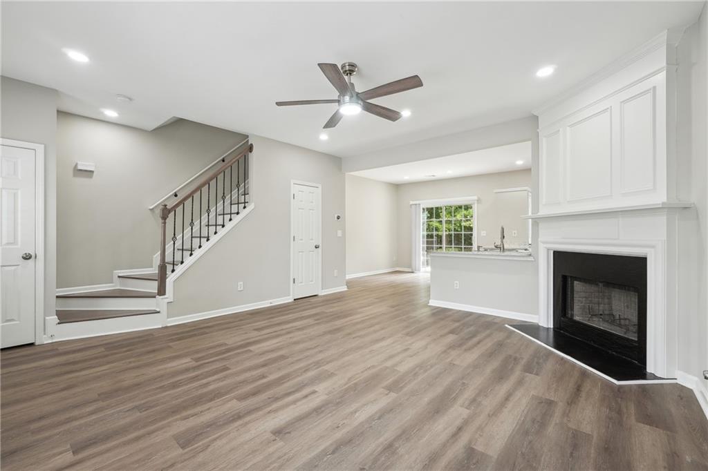 Fully Renovated townhouse, its hard to find in Johns Creek. All Brand NEW kitchen appliances, Brand NEW Washer and Dryer. The entire kitchen is renovated and has quartz counter top, kitchen has exhaust outlet vent and huge kitchen sink. Entire house has Luxury Vinyl plank flooring, NO Carpet, Popcorn ceiling is removed and it has a nice plain ceiling. Entire house has White LED Recessed Daylight. Extended cement backyard patio with railings. Entire house has Brand new 2.5 inch wide blinds for more natural lights. TOP RATED Schools in Georgia. Wooded stairs and upgraded metal staircase railings. Living room and both master bedrooms comes with brand new fans with LED light and remote control. 2 large master bedrooms and 2.5 bath town-home in sought after Johns Creek school district. Walking distance to Kroger, Aldi, multiple restaurants nearby, Town-home has plenty of natural light. Large family room with a gas fireplace and open floor plan. The subdivision is just minutes away to many amenities including grocery stores, restaurants, Avalon, and great schools.
Private backyard. Top blue ribbon schools.
Rent includes water, trash and front lawn maintenance. 2 dedicated parking spaces. No smoking allowed. Minimum credit score of 650. Hurry this house will rent fast.
