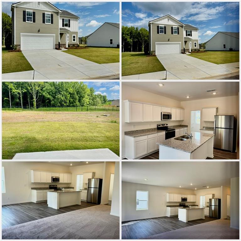 Stunning Brand New Home, boast the latest styling of beautiful finishes. 5 Bedrooms, 2 and a half baths, 2,279 Sq Ft., featuring GRANITE countertops, Stainless Steel Appliances, includes refrigerator, washer and dryer, all white cabinets, gorgeous large granite kitchen island, large pantry walk-in closets, laundry room, flex room /office, and 2nd floor loft. Level back yard, floating luxury vinyl plank flooring and carpet throughout the home, and Energy Efficient Design. The community amenities include a Olympic size pool, clubhouse, disk golf, bocci ball, pavilions, grills, playground, beautiful walking trail throughout the green space areas on the community, as well as sidewalks with streetlights.