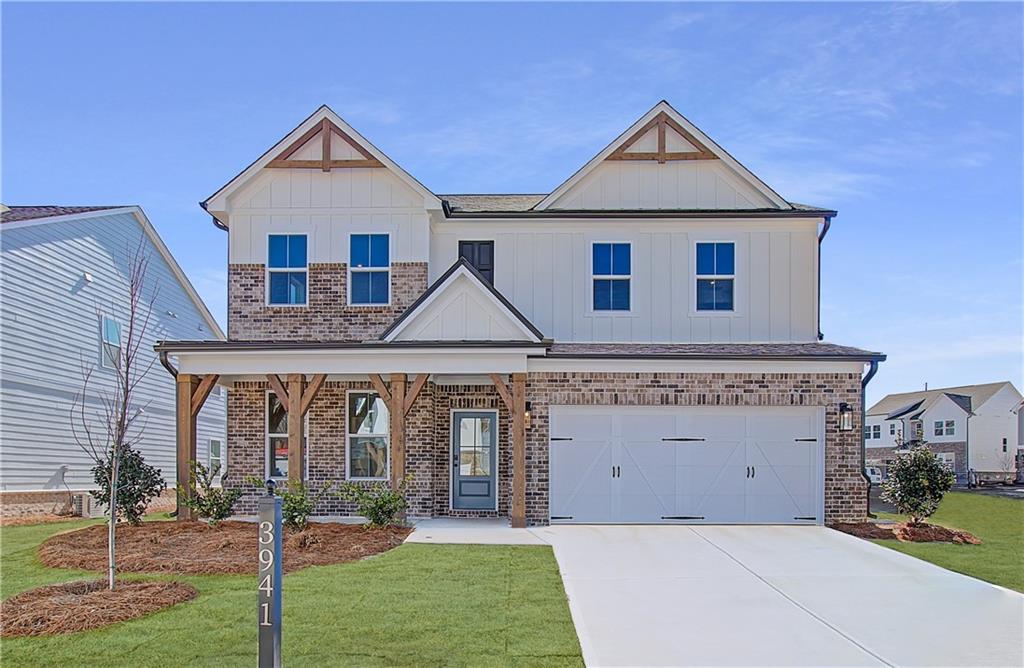 Build Your Dream Home with Beazer! BRAND NEW COMMUNITY with spacious oversized lots, scenic views in Cumming Ga. The Emerson, a charming 2 story single family 4 bed 3 bath home, provides a warm and inviting, open concept layout with a gorgeous kitchen that is perfect for entertaining with an oversized island. Also, features a separate dining room and guest suite with full bath on the main level, large loft space on the 2nd floor, kitchen with stainless steel Whirlpool appliances, stunning cabinetry and walk-in pantry. This home also is built as an Energy Series READY home. Beazer Homes is proud to be America’s #1 Energy-Efficient homebuilder. In 2024, our homes achieved an average net HERS® score of 37 (including solar) and a gross HERS® score of 42—the lowest publicly reported scores among the top 30 U.S. homebuilders identified by Builder Magazine’s Top 100 list (ranked by 2024 closings). Take advantage of our special buyer incentives which may include closing costs, design studio upgrades, FLEX dollars, and more. Contact us today to learn more about how you can benefit from these exclusive offers. Schedule a VIP private tour today!
This is a To Be Built home- photos are a representation of this floorplan.