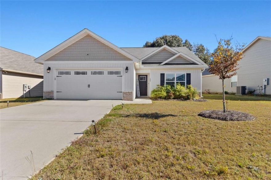 ****Sellers Offering $10K In Buyers Concessions With Full Price Offer*****   Welcome home to this beautiful 3-bedroom, 2-full-bath ranch-style home nestled in the desirable Hawks Ridge subdivision. Built in 2022, this modern yet cozy home offers the perfect blend of contemporary comfort and country-style living.    Step inside to find an open-concept layout featuring a spacious living area, a stylish kitchen with modern finishes, and plenty of natural light throughout. The primary suite offers a private retreat with a full ensuite bath, while the additional bedrooms are ideal for family, guests, or a home office.    Enjoy peaceful mornings or relaxing evenings on the patio, surrounded by the peaceful quiet charm of country living, sense of community perfect for barbecues, gatherings with family & friends-yet still close to everything you need. Conveniently located near North Peach Park, GeorgiaBob's Cane River Vineyard, and Barbour Farms. This home also sits just one city over from Warner Robins Air Force Base, making it a fantastic option for military families or commuters.    Whether you're a first-time homebuyer or looking to downsize, this Hawks Ridge gem offers comfort, convenience, and charm-all in one package.