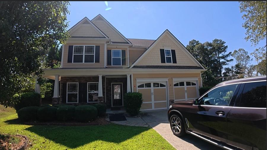 Quiet, Bright NeighboorHood with Wooded private backyard and fence. HARDWOOD FLOORS Located at "Cul-De-Sac " just minutes from
Mall of GA and Elementary School, I-85 or I-985! Prof. landscaped lawn. Rent includes Lawncare by landlord. Open floor plan w/ view to
family room from kitchen/breakfast, For your Outdoor Living-HUGE covered porch w/stacked stone fireplace in fenced yard.